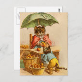 kat op een Briefkaart van de fruitstandaard (Voorkant / Achterkant)