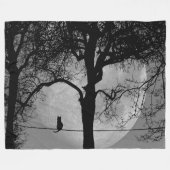 Kat op een draad Volle Maan Fleece Deken (Voorkant (Horizontaal))