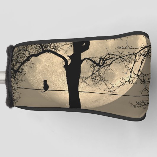 Kat op een draad Volle Maan Golfheadcover (Voorkant)