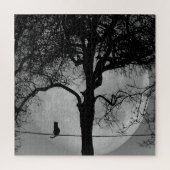 Kat op een draad Volle Maan Legpuzzel (Verticaal)