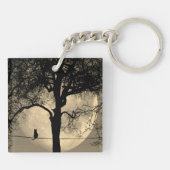 Kat op een draad Volle Maan Sleutelhanger (Achterkant)