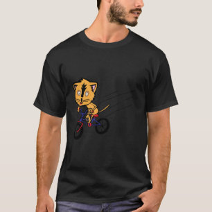 Kat op een fiets fietsen grappig t-shirt