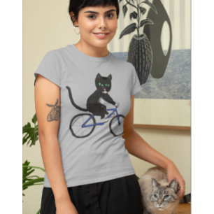 Kat op een fiets, katten op fietstok t-shirt