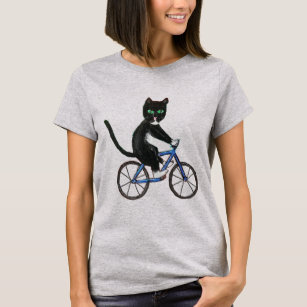 Kat op een fiets shirt voor vrouwen katten op fiet