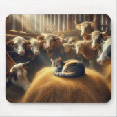 Kat op een hooiberg muismat (Voorkant)