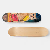 Kat op een pizza die ijs eet skateboard (Horizontaal)