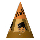 Kat op een pompoen feesthoedjes (Links)