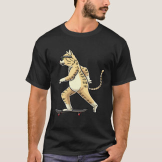 Kat Op Een Skateboard Skaten Skater Skateboard T-shirt