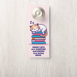 Kat op een Stack of Books Cute Personalized Litera