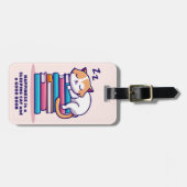 Kat op een Stack of Books Cute Personalized Litera Bagagelabel (Voorkant horizontaal)