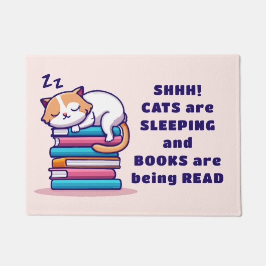Kat op een Stack of Books Cute Personalized Litera Deurmat (Voorkant)