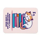 Kat op een Stack of Books Cute Personalized Litera Magneet (Horizontaal)