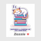 Kat op een Stack of Books Cute Personalized Litera Sticker (Vel)