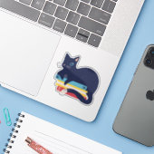 Kat op een Stack Sticker (Laptop met iPhone)