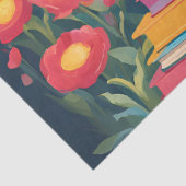 Kat op een stapel boeken tissuepapier (Detail)