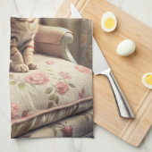 Kat op een stoel (Shabby Chic) Theedoek (Quarter Fold)