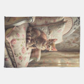 Kat op een stoel (Shabby Chic) Theedoek (Horizontaal)