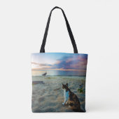 Kat op een strand tote bag (Achterkant)