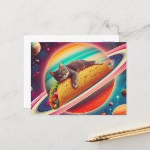 Kat op een Taco Planeet Briefkaart