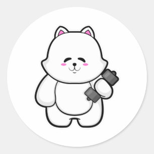 Kat op fitness met Dumbbell Ronde Sticker