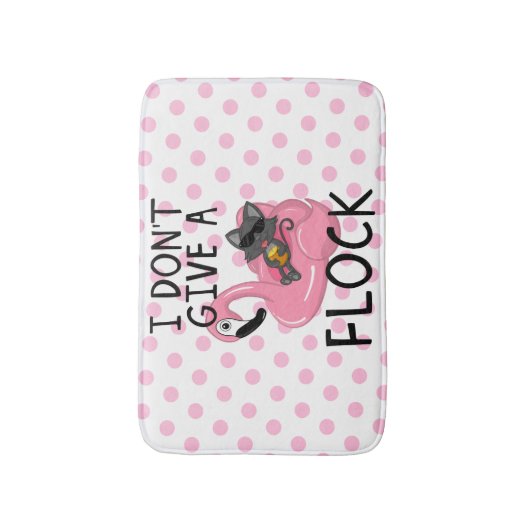 Kat op Flamingo met ananas- en roze pokadots Badmat (Voorkant Verticaal)