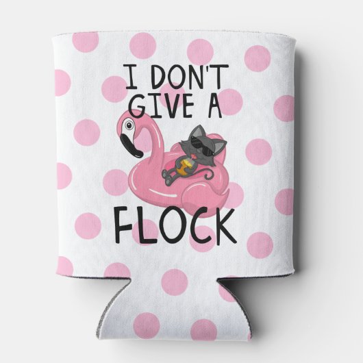 Kat op Flamingo met ananas- en roze pokadots Blikjeskoeler (Achterkant)