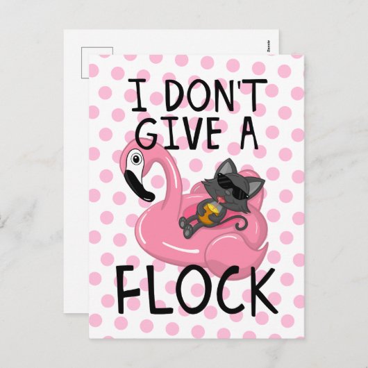 Kat op Flamingo met ananas- en roze pokadots Feestdagenkaart (Voorkant / Achterkant)