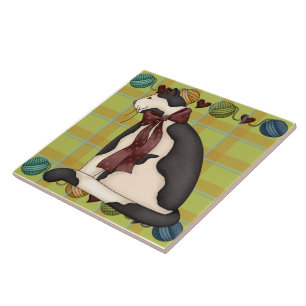 Kat op gegiste Tegel Trivet Tegeltje