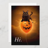 Kat op Halloween ballon Kaart (Voorkant / Achterkant)