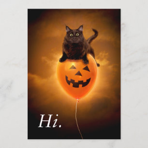 Kat op Halloween Ballon Kaart