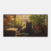 Kat op het bureau gepersonaliseerd bureaumat (Voorkant)