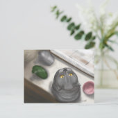 Kat op het raam briefkaart (Staand voorkant)