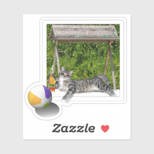 Kat op het strand sticker (Vel)