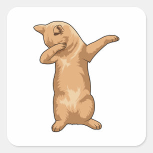 Kat op Hip Hop Dance Dab Vierkante Sticker