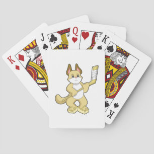 Kat op IJshockey met ijshockeystick Pokerkaarten