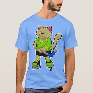 Kat op IJshockey met ijshockeystick T-shirt