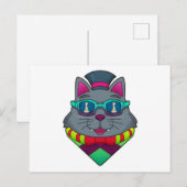 Kat op kaasschaap met schaafkop briefkaart (Voorkant / Achterkant)