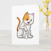 Kat op kaasschaap met schaafkop kaart (Gele Bloem)