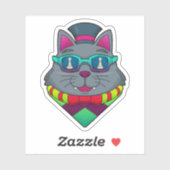 Kat op kaasschaap met schaafkop sticker (Vel)