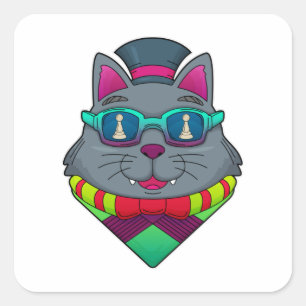 Kat op kaasschaap met schaafkop vierkante sticker