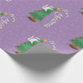Kat op kerstboom cadeaupapier (Hoek)