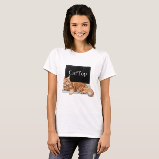 Kat op laptop - CatTop T-shirt (Voorkant volledig)