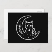 Kat op maan briefkaart (Voorkant / Achterkant)