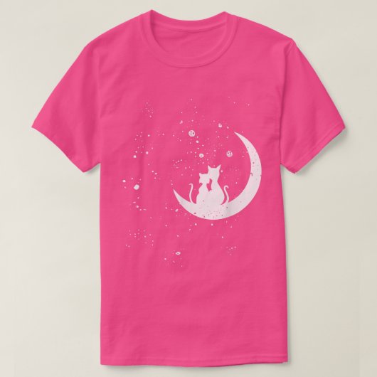 Kat op Moon Lazy Halloween Costume Cute Kat Kitt T-shirt (Design voorkant)