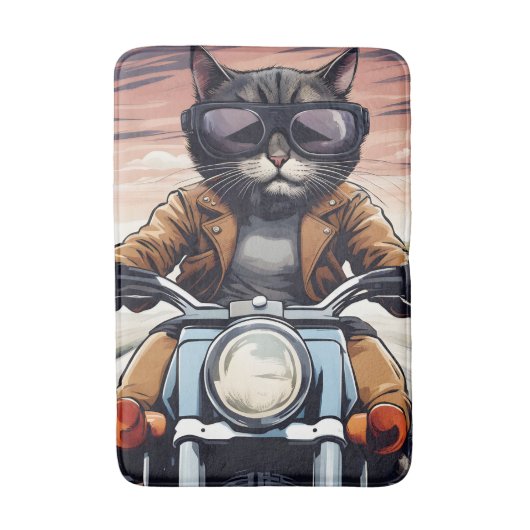 Kat op motor badmat (Voorkant Verticaal)