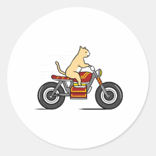 Kat op Motorfiets Ronde Sticker