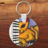 Kat op pianotoetsenbord sleutelhanger (Voorkant)
