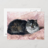 Kat op Roze Pillow door Henriëtte Ronner-Knip Briefkaart (Voorkant / Achterkant)