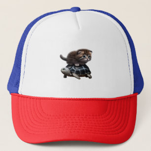 Kat op schildpad trucker pet