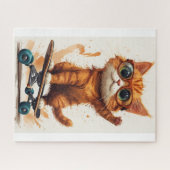 Kat op skateboard legpuzzel (Horizontaal)